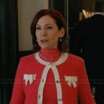 Elsbeth’s pink contrast cardigan on Elsbeth