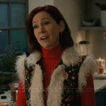 Elsbeth’s floral mohair trim vest on Elsbeth