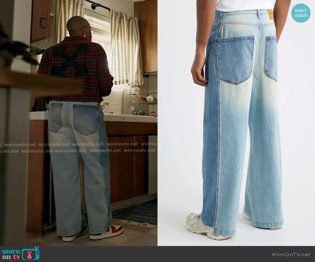Elwood Wide Leg Reclaimed Denim Jeans worn by Henrietta Wilson (Aisha Hinds) on 9-1-1