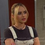 Holly's white embroidered overalls on Days of our Lives