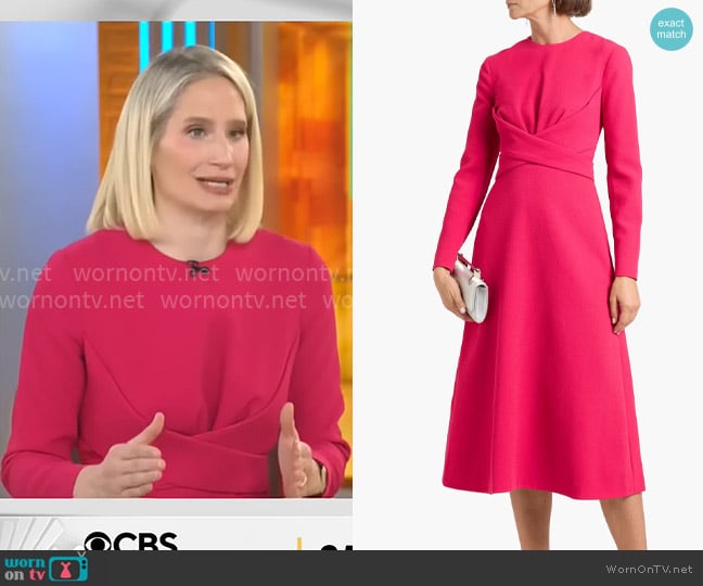 Emilia Wickstead Elta Dress worn by Caroline Polisi on CBS Mornings