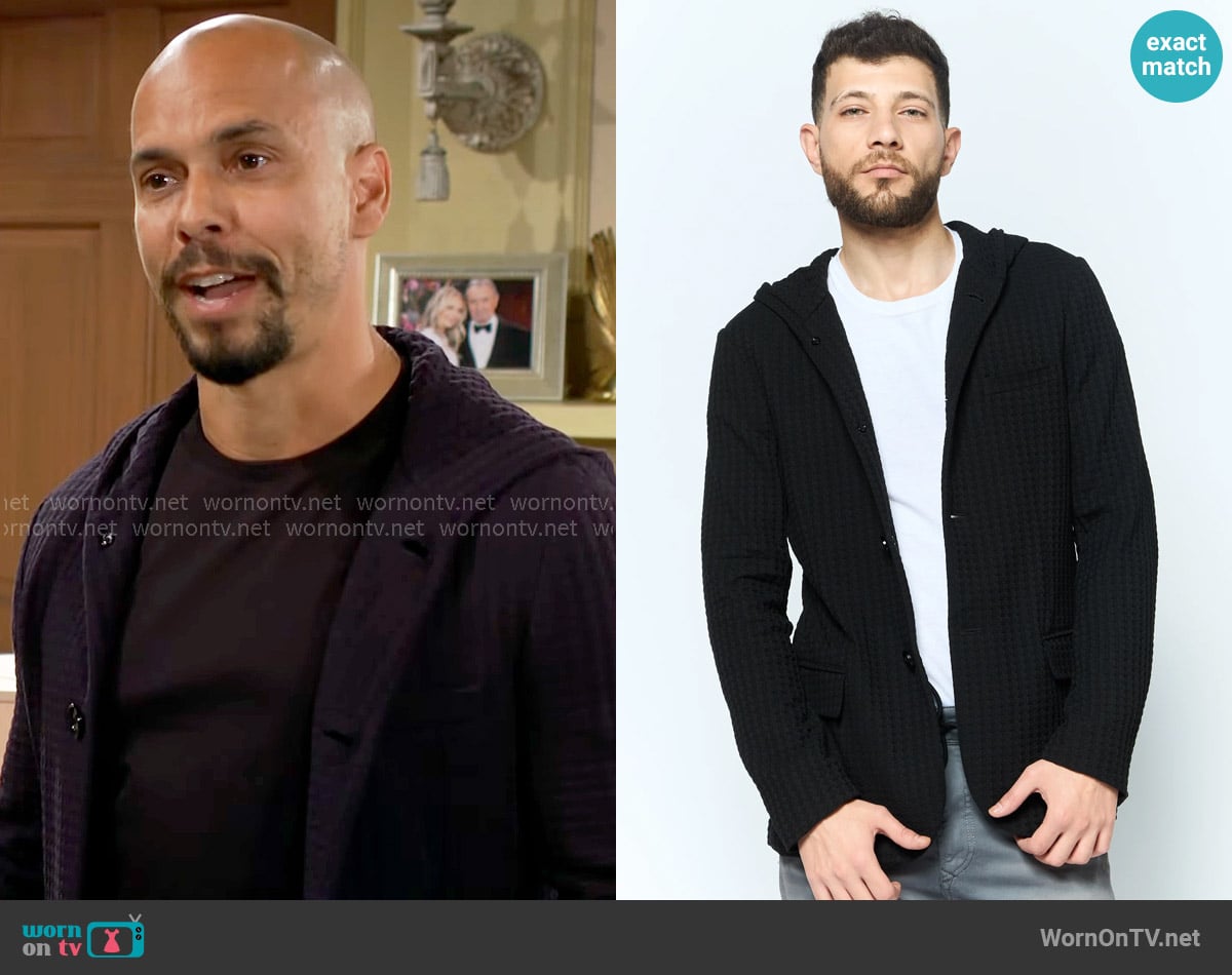 Emporio Armani Textured Hooded Jacket worn by Devon Hamilton (Bryton James) on The Young and the Restless