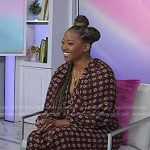 Erika Alexander’s brown geometric print wrap dress on Today