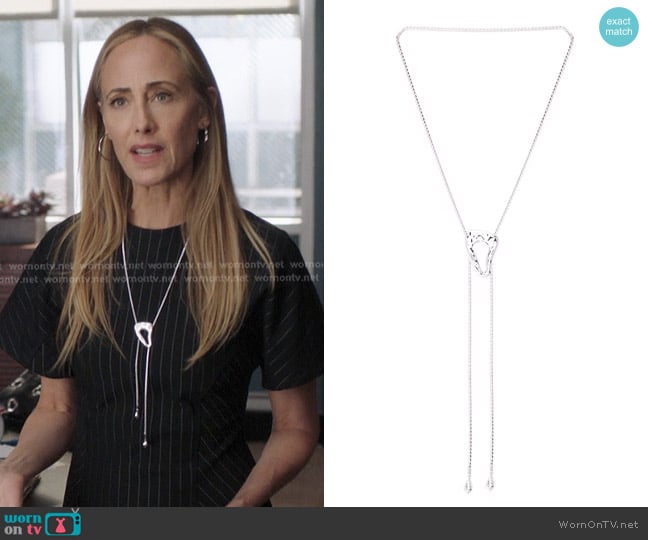Ettika Molten Muse Bolo Lariat Necklace in Silver worn by Teddy Altman (Kim Raver) on Greys Anatomy
