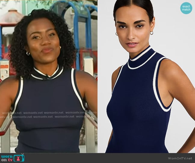 Express Silky Soft Fitted Ribbed Mock Neck Sweater Tank worn by Priscilla Thompson on Today