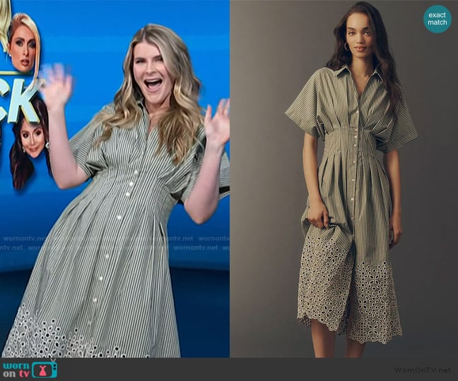 Exquise by Exquise The Tobie Eyelet Shirt Dress worn by Lauren Herbert on Access Hollywood