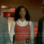 Faith’s white embroidered shirt and coral tank top on Will Trent