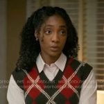 Faith's red argyle sweater vest on Will Trent