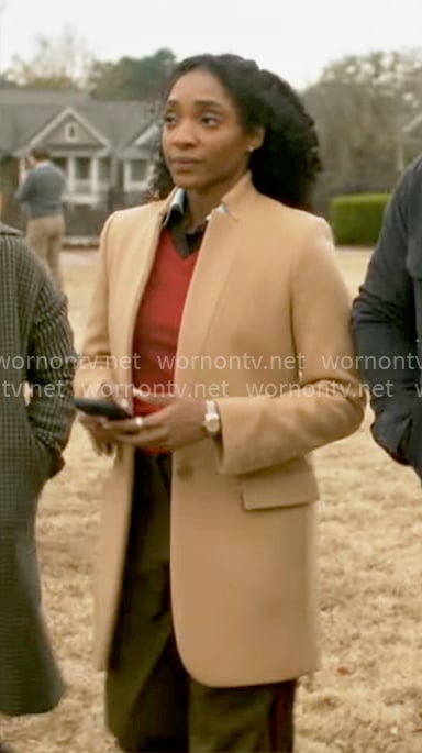 Faith's camel coat on Will Trent