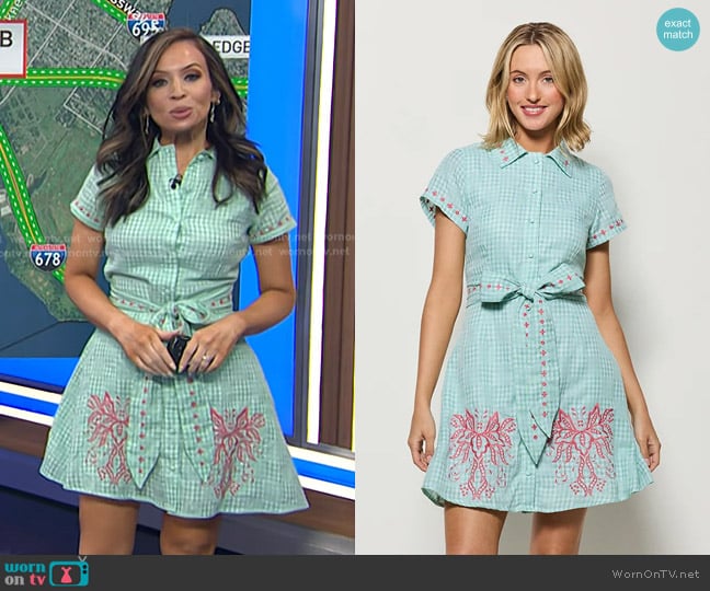 Fanm Mon Ponto Dress in Green Checker Plaid worn by Adelle Caballero on Today