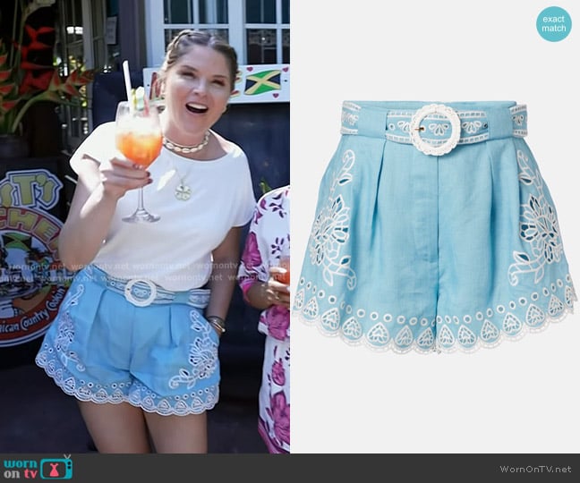 Farm Rio Floral-embroidered Belted Shorts worn by Jenna Bush Hager on Today