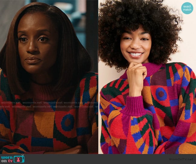 Farm Rio Graphic Toucans Sweater worn by Olympia (Skye P. Marshall) on Matlock