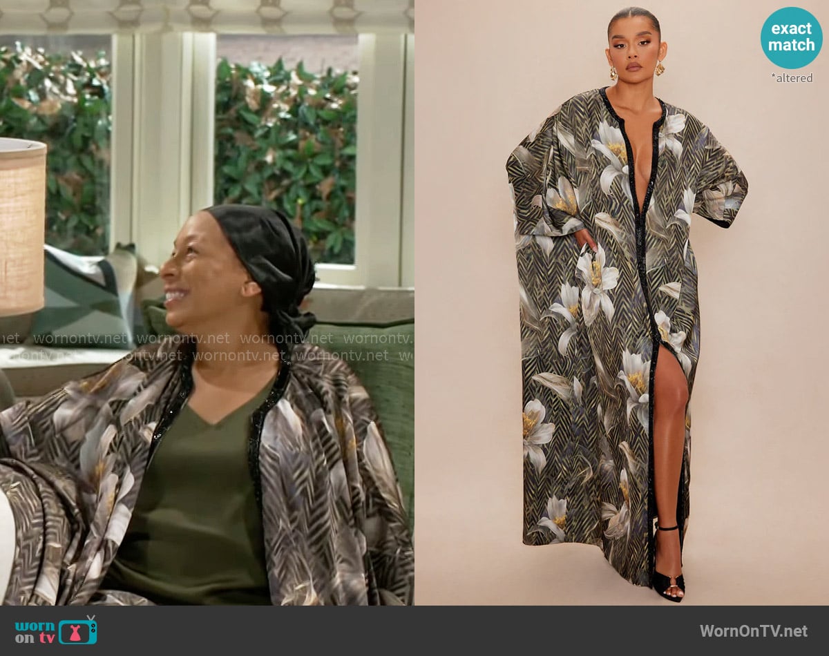 Fashion Nova Alia Embellished Satin Maxi Dress worn by Anita Dupree (Tamara Tunie) on Beyond the Gates