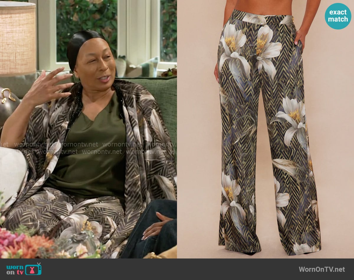 Fashion Nova Alia Satin Wide Leg Pant worn by Anita Dupree (Tamara Tunie) on Beyond the Gates