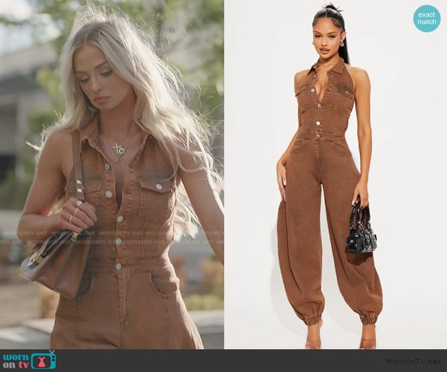 Mikayla’s sleeveless denim jumpsuit on SLOMW