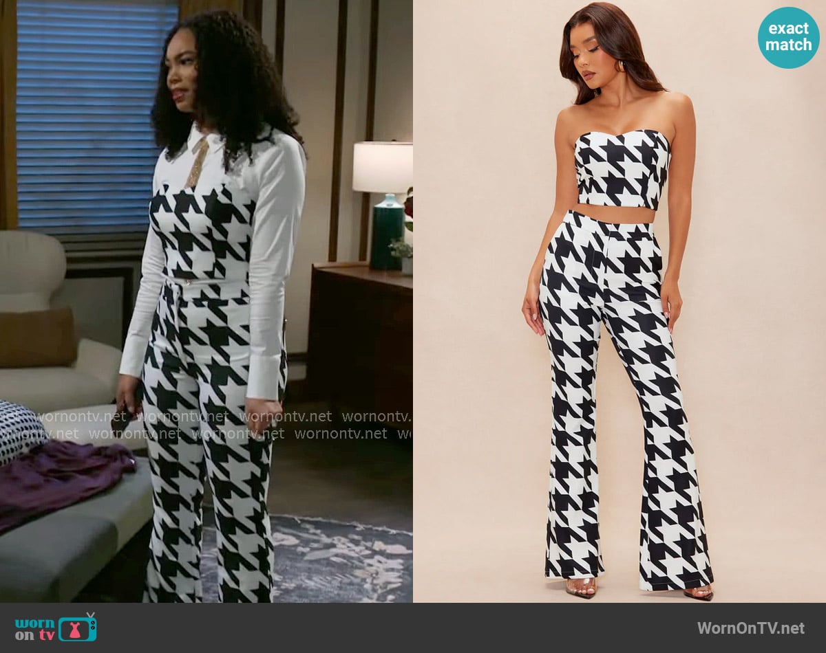 Fashion Nova Heather Houndstooth Pant Set worn by Chelsea Hamilton (RhonniRose Mantilla) on Beyond the Gates