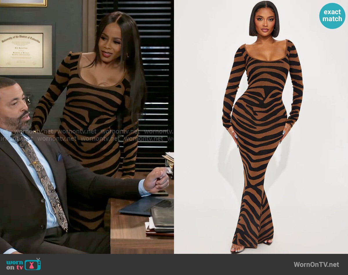 Fashion Nova Sutton Sweater Maxi Dress worn by Hayley Lawson (Marquita Goings) on Beyond the Gates