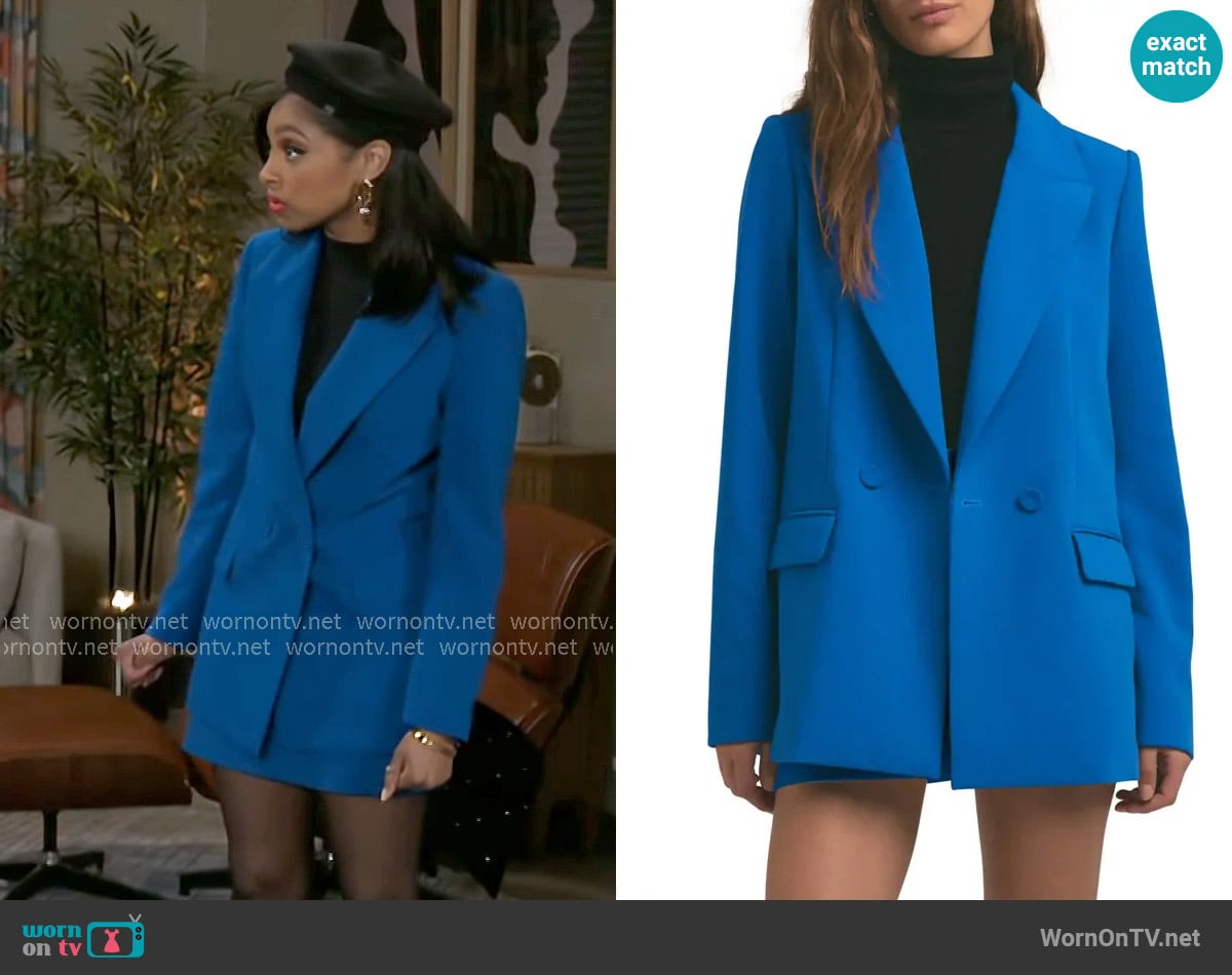 Favorite Daughter The Suits You Blazer in Sapphire worn by Kat Richardson (Colby Muhammad) on Beyond the Gates