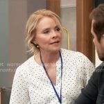 Felicia's white polka dot blouse on General Hospital