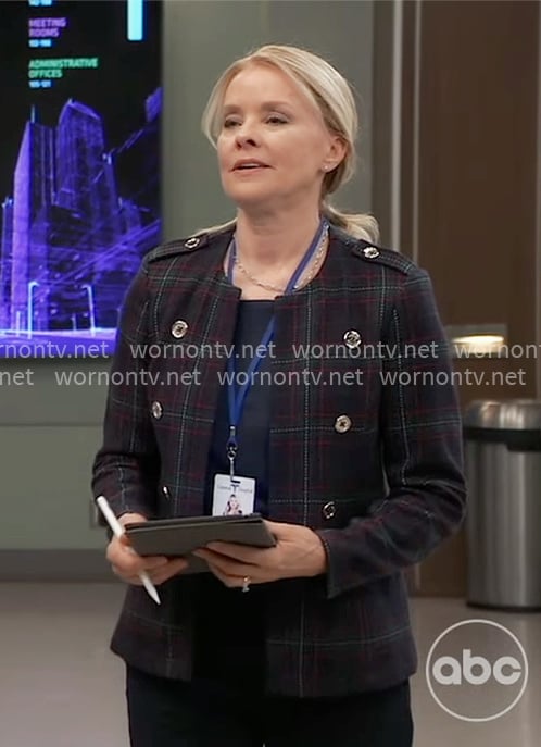 Felicia’s plaid jacket on General Hospital