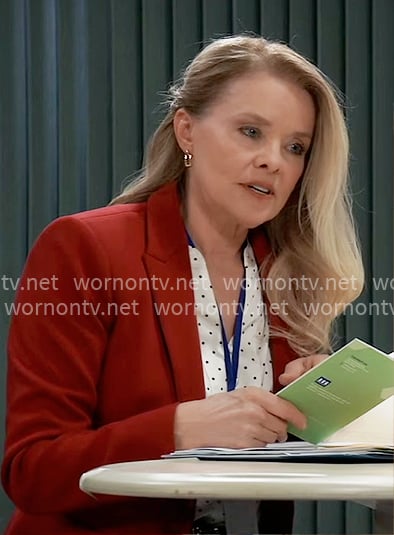 Felicia's white polka dot blouse on General Hospital