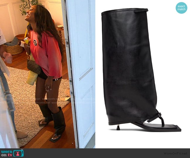 Fidan Novruzova Black Kaia Stiletto Heel Tall Sandals worn by Ciara Miller on Summer House