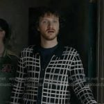 Flynn’s navy’s plaid cardigan on 9-1-1