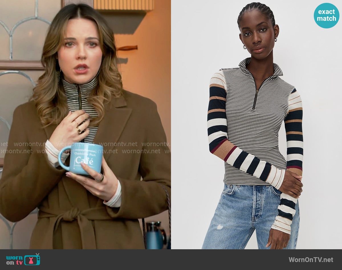 Free People Avery Zip Up worn by Tessa Porter (Cait Fairbanks) on The Young and the Restless