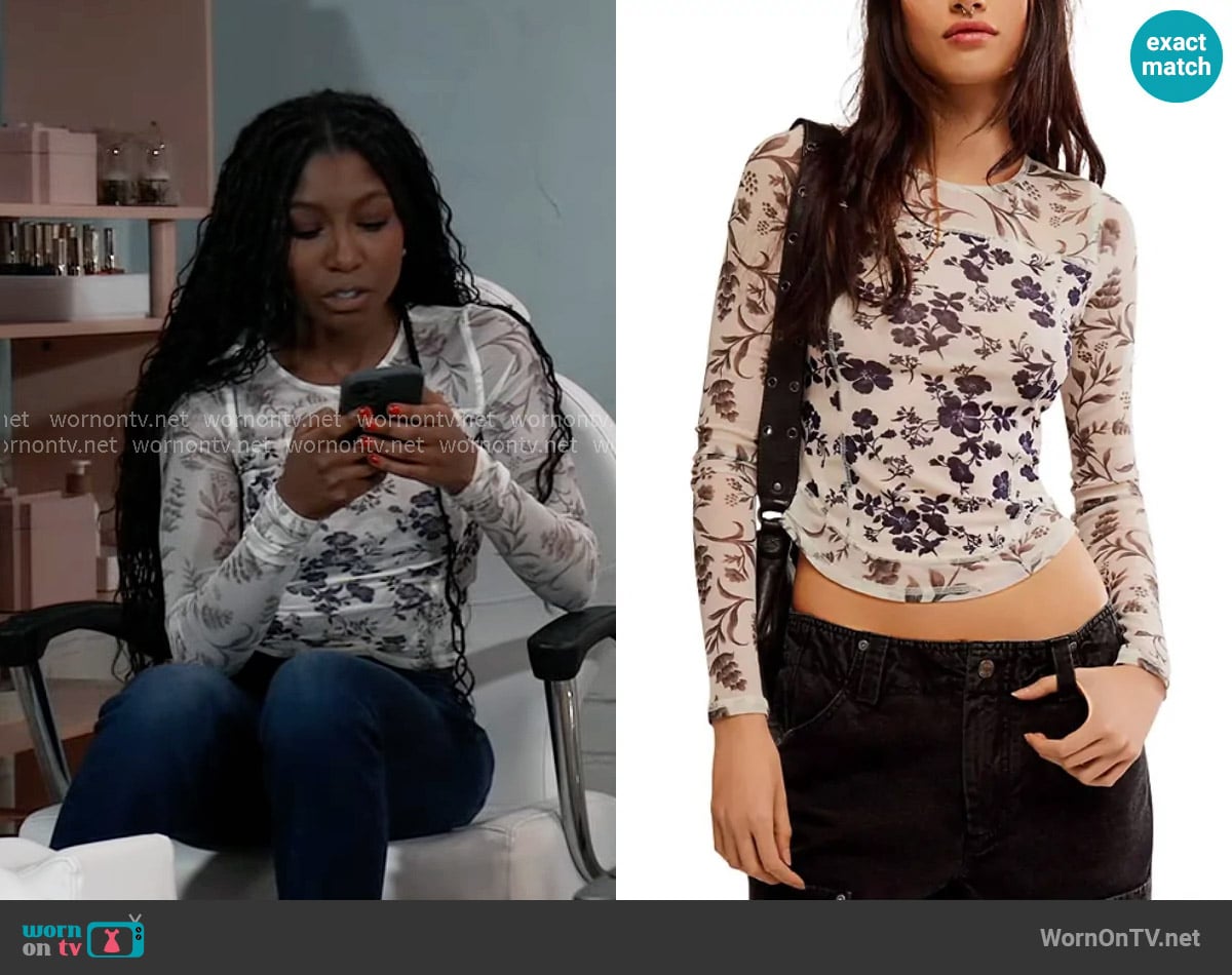 Free People Bettys Garden Top worn by Trina Robinson (Tabyana Ali) on General Hospital