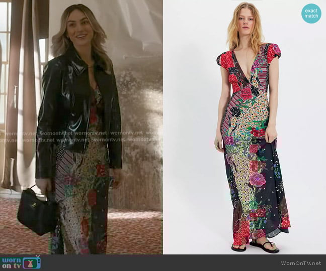 Free People Echo Chamber Midi Dress in Wild Heart Combo worn by Tia (Bayley Corman) on 9-1-1