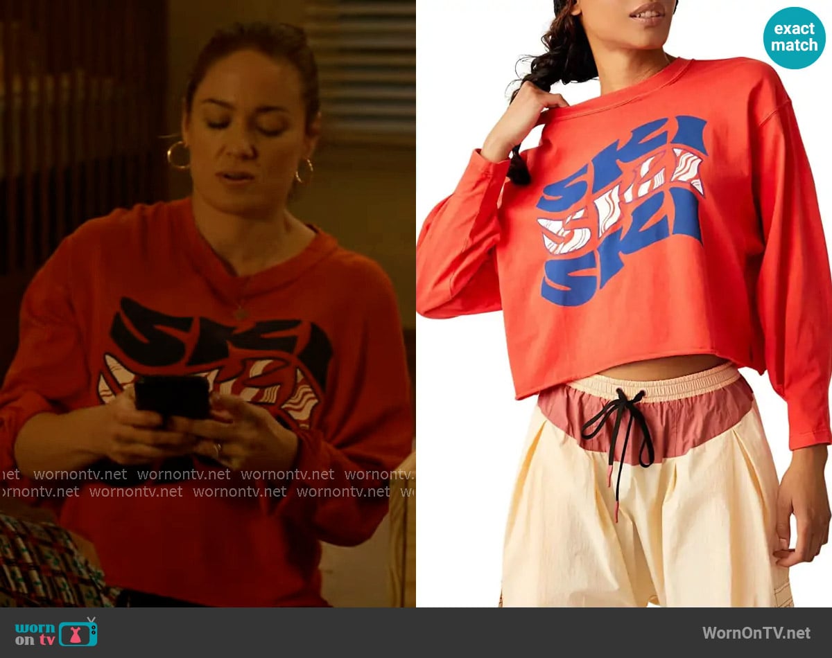 Free People Inspire Long Sleeve Cotton Graphic T-Shirt worn by Angie Polaski (Erika Christensen) on Will Trent