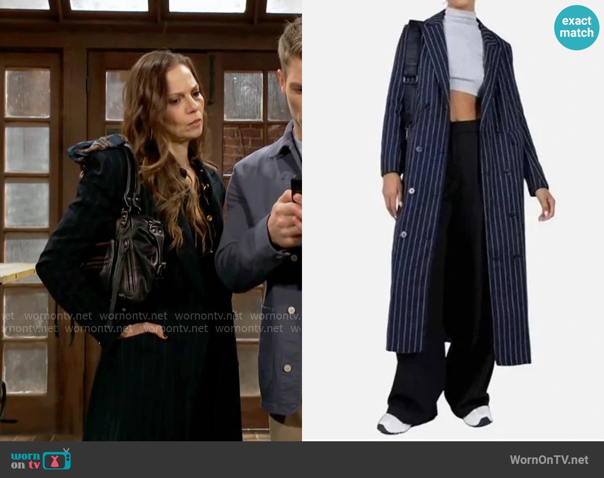 Free People Melia Mac Coat worn by Sienna Bacall (Tamara Braun) on The Young and the Restless