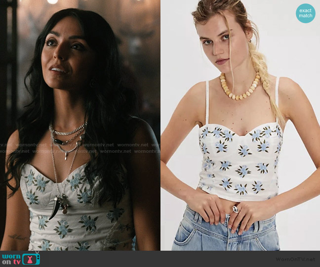 Free People Wild Flowers Embroidered Bustier worn by Sabrina (Chelsea Gray) on Marshals