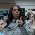 Gabby Vaughn’s grey draped shirt and pants on 9-1-1