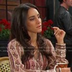 Gabi’s brown printed button down shirt on Days of our Lives