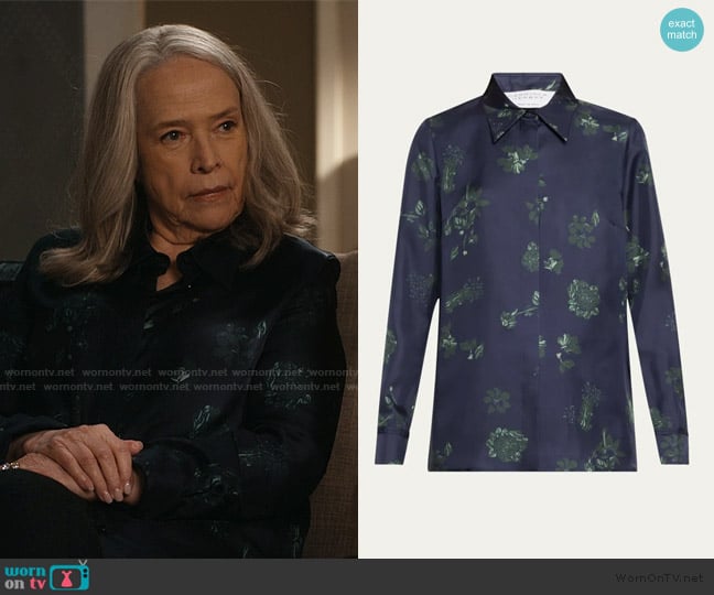 Gabriela Hearst Cruz Floral Silk Shirt worn by Madeline Matlock (Kathy Bates) on Matlock