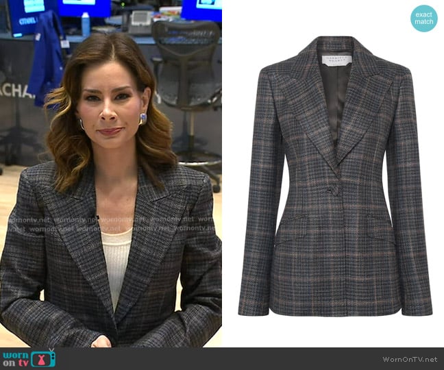 Gabriela Hearst Leiva Blazer in Charcoal Multi worn by Rebecca Jarvis on Good Morning America