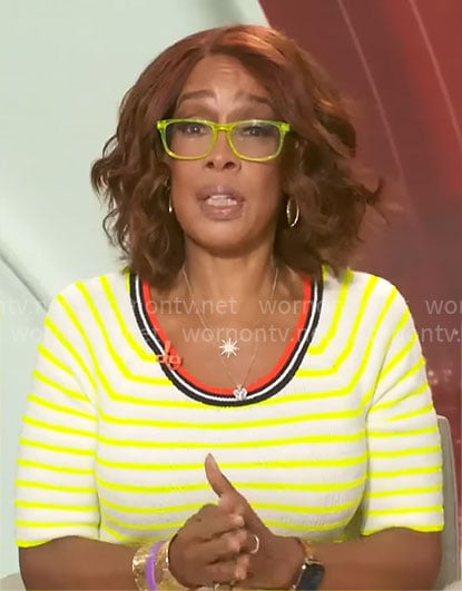 Gayle King’s neon striped dress on CBS Mornings