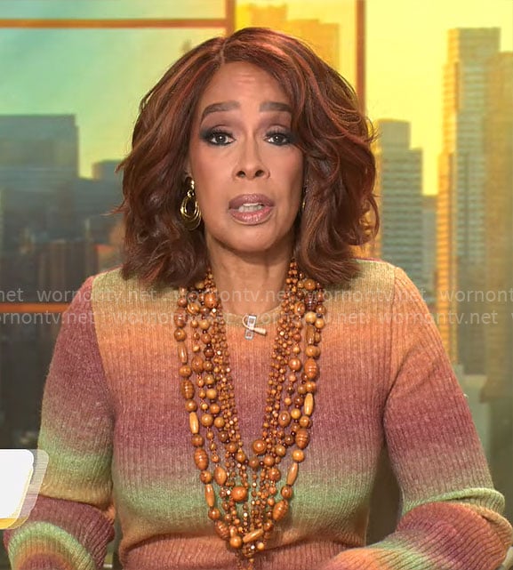 Gayle King’s ombre sweater dress on CBS Mornings