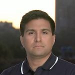 George Solis’s navy contrast collar polo on Today