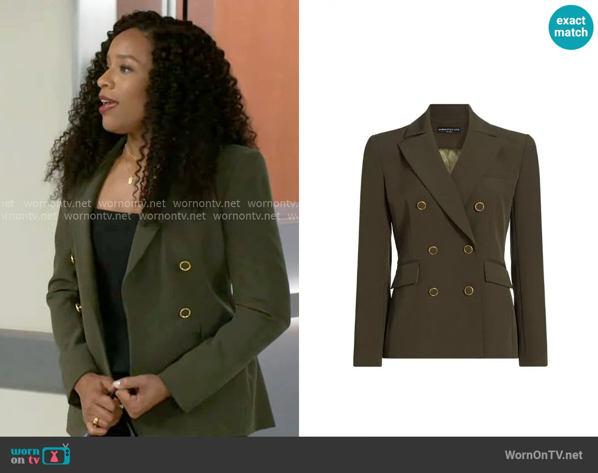 Generation Love Arielle Crepe Double-Breasted Blazer worn by Naomi Hamilton Hawthorne (Arielle Prepetit) on Beyond the Gates