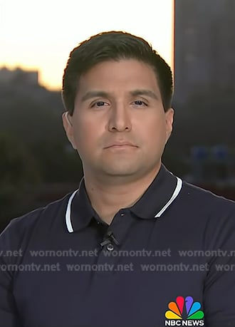 George Solis’s navy contrast collar polo on Today