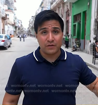 George Solis's navy contrast collar polo on Today