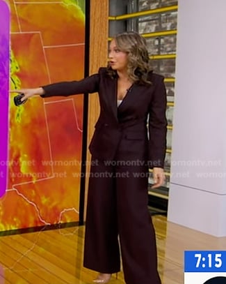 Ginger’s brown blazer and wide-leg pants on Good Morning America
