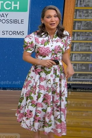 Ginger’s white floral midi shirtdress on Good Morning America