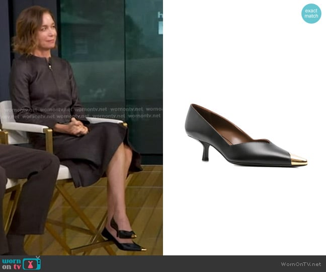Julianne Nicholson’s metal toe pumps on GMA