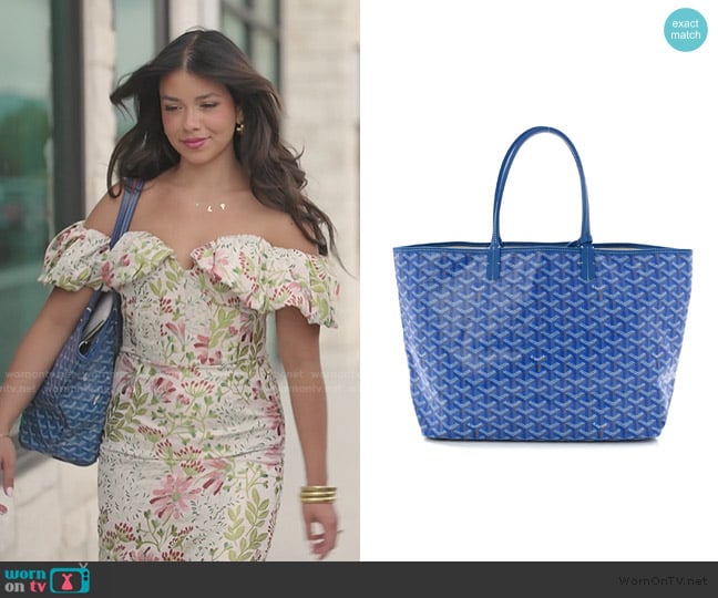 Goyard Goyardine Saint Louis PM Sky Blue worn by Jen Affleck on The Secret Lives of Mormon Wives