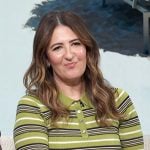 D’Arcy Carden’s green striped polo on Access Hollywood