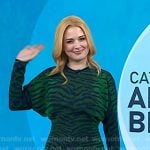 Alexandra Breckenridge's green tiger stripe dress on Today