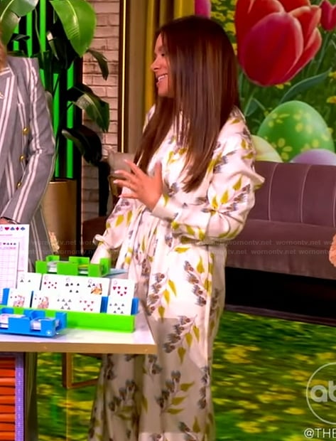 Gretta’s white floral print jumpsuit on The View